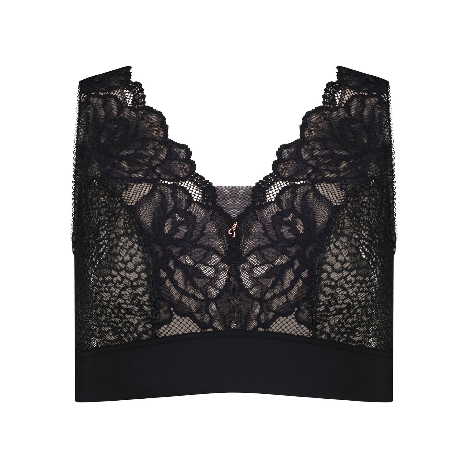 Midnight Express Wire Free Bra in BLACK. Flat lay front view