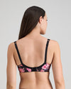 Model wears Wild Violet Underwire Bra in TANGLED GARDEN PRINT. On body back view