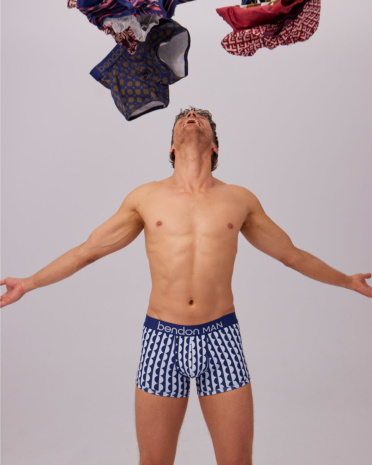 Retros Print Mens Trunk in OTHELLO PRINT. Feature shot