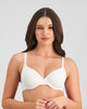 Model wears Comfit Collection Contour Bra in WHITE. On body front view