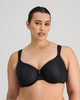 Model wears Perfect Lines Contour Bra in BLACK. On body front view