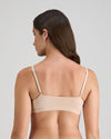 Model wears Extra-Ordinary Crop Top in LATTE. On body back view