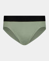 Everyday Essential Mens Brief in ICEBERG GREEN. Flat lay front view