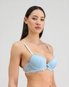 Model wears Jeanie Push Up Bra in OMPHALODES. On body side view