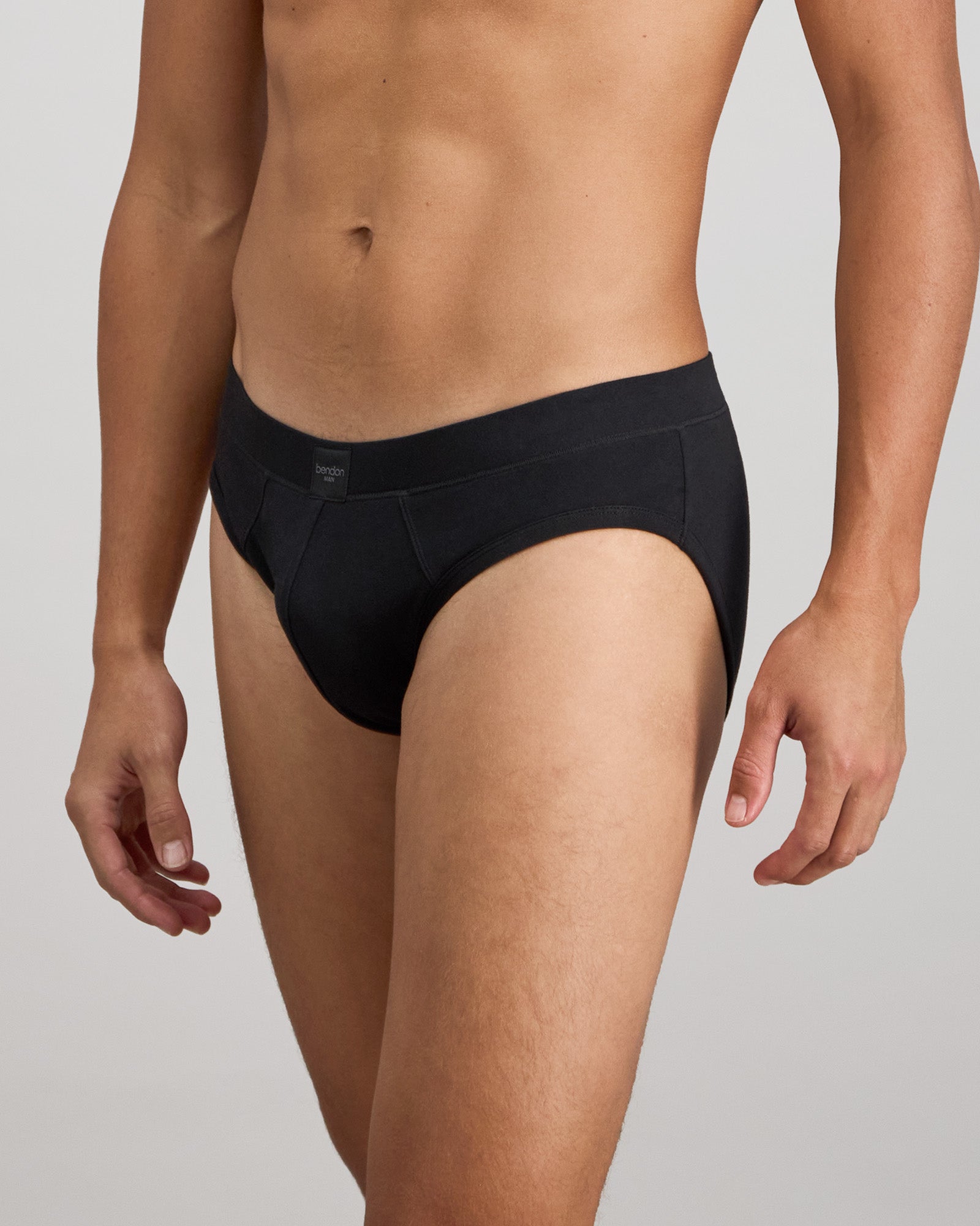 High Tech Cotton Mens Brief in BLACK. Flat lay back view