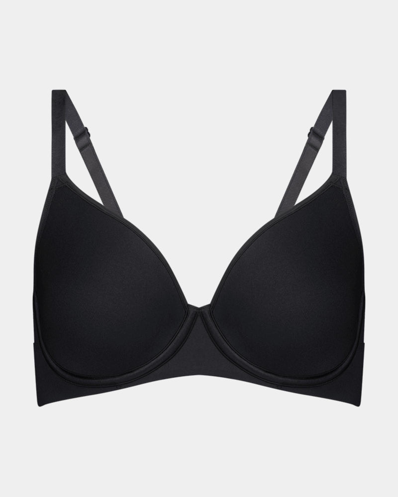 Flawless Form Contour Bra in BLACK. Flat lay front view