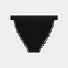 Cotton Logo Tanga in BLACK. Flat lay front view