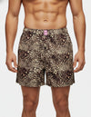 Sleigh The Night Boxer in WILD LYNX PRINT. Flat lay front view