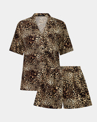 Dare To Dream Short Pj in WILD LYNX PRINT. Flat lay front view
