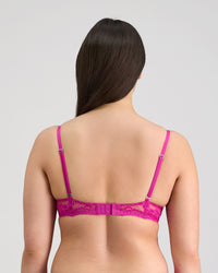My Fit Lace Wire Free Bra in FANTASY FUCHSIA. Flat lay back view