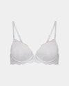 My Fit Lace Push Up Bra in WHITE. Flat lay front view