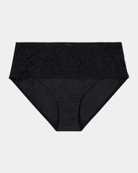 Dashing High Cut Brief in BLACK. Flat lay front view