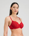 Model wears Laura Underwire Bra in SALSA. On body side view