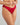 Model wears Margot Estelle Thong in JESTER RED. On body side view