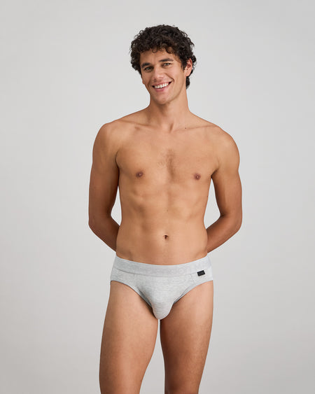Bamboo Mens Brief in GREY MARLE. Feature shot