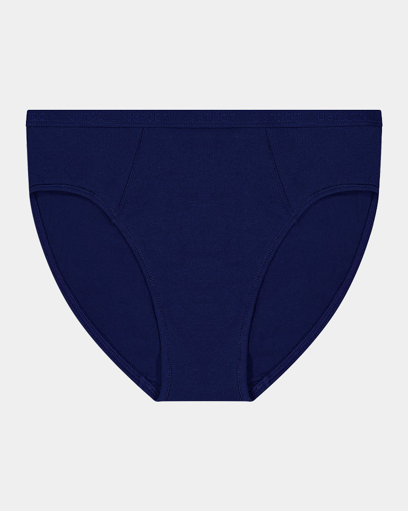 Body Cotton Bikini in Medieval Blue. Flat lay front view
