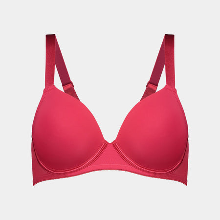 Body Basics Contour Bra in CRIMSON. Flat lay front view
