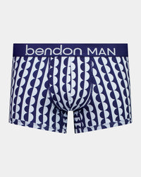 Retros Print Mens Trunk in OTHELLO PRINT. Flat lay front view