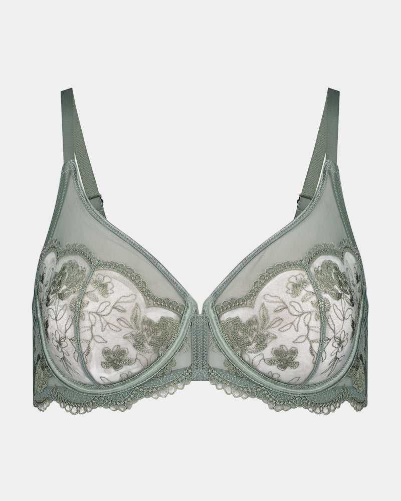 Romilly Underwire Bra in ICEBERG GREEN. Flat lay front view