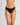 Model wears Body Cotton Thong in BLACK. On body front view