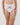 Model wears Una Elegance Suspender in SUGAR. On body front view