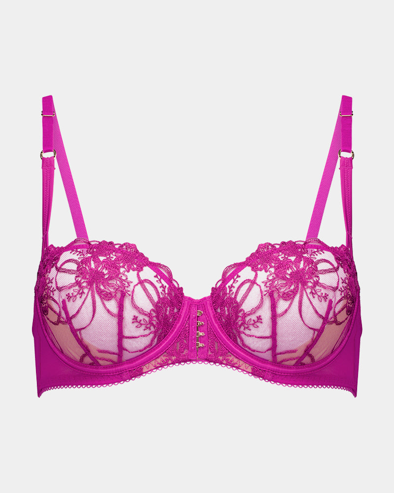 Heritage Bloom Underwire Bra in FANTASY FUCHSIA. Flat lay front view