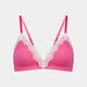 Nikki Wire Free Bra in SHOCKING PINK/WHITE. Flat lay front view