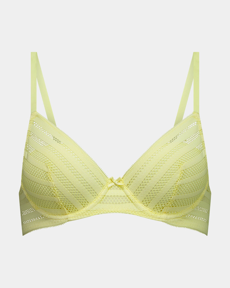 Lola Contour Bra in LEMON MERINGUE. Flat lay front view