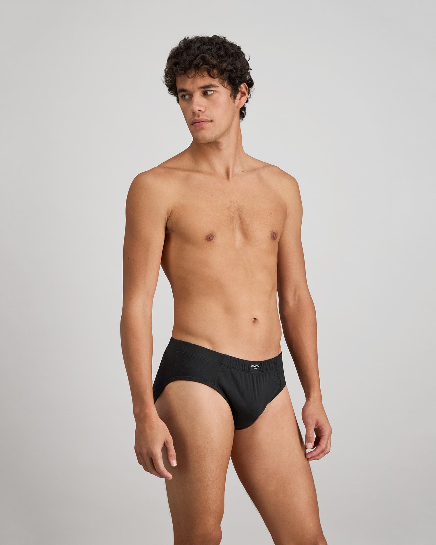Cotton Stretch Mens Brief in BLACK. Flat lay back view