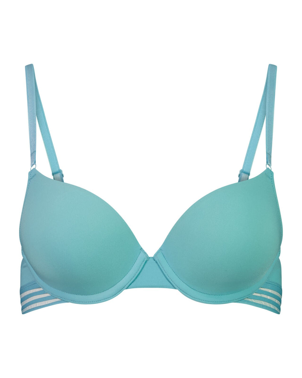 Stripe Elastic & Papertouch Push Up Bra in PORCELAIN. Flat lay front view