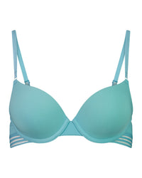 Stripe Elastic & Papertouch Push Up Bra in PORCELAIN. Flat lay front view