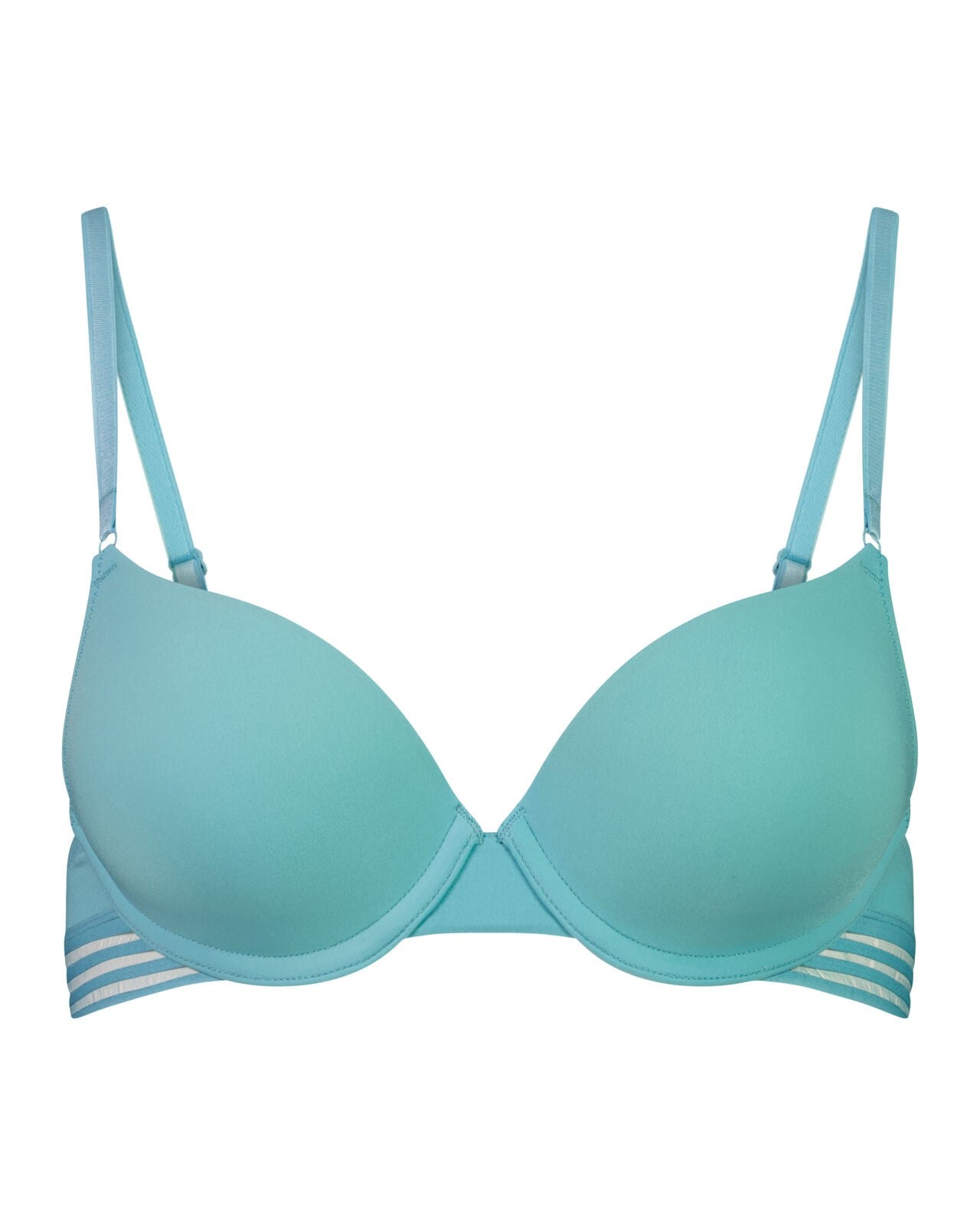 Stripe Elastic & Papertouch Push Up Bra in PORCELAIN. Flat lay front view