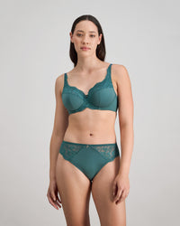 Laurel Underwire Bra in MEDITERRANEA. Flat lay back view