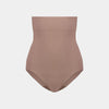 Medium Control High Waisted Brief in MOCHA. Flat lay front view