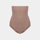 Medium Control High Waisted Brief in MOCHA. Flat lay front view