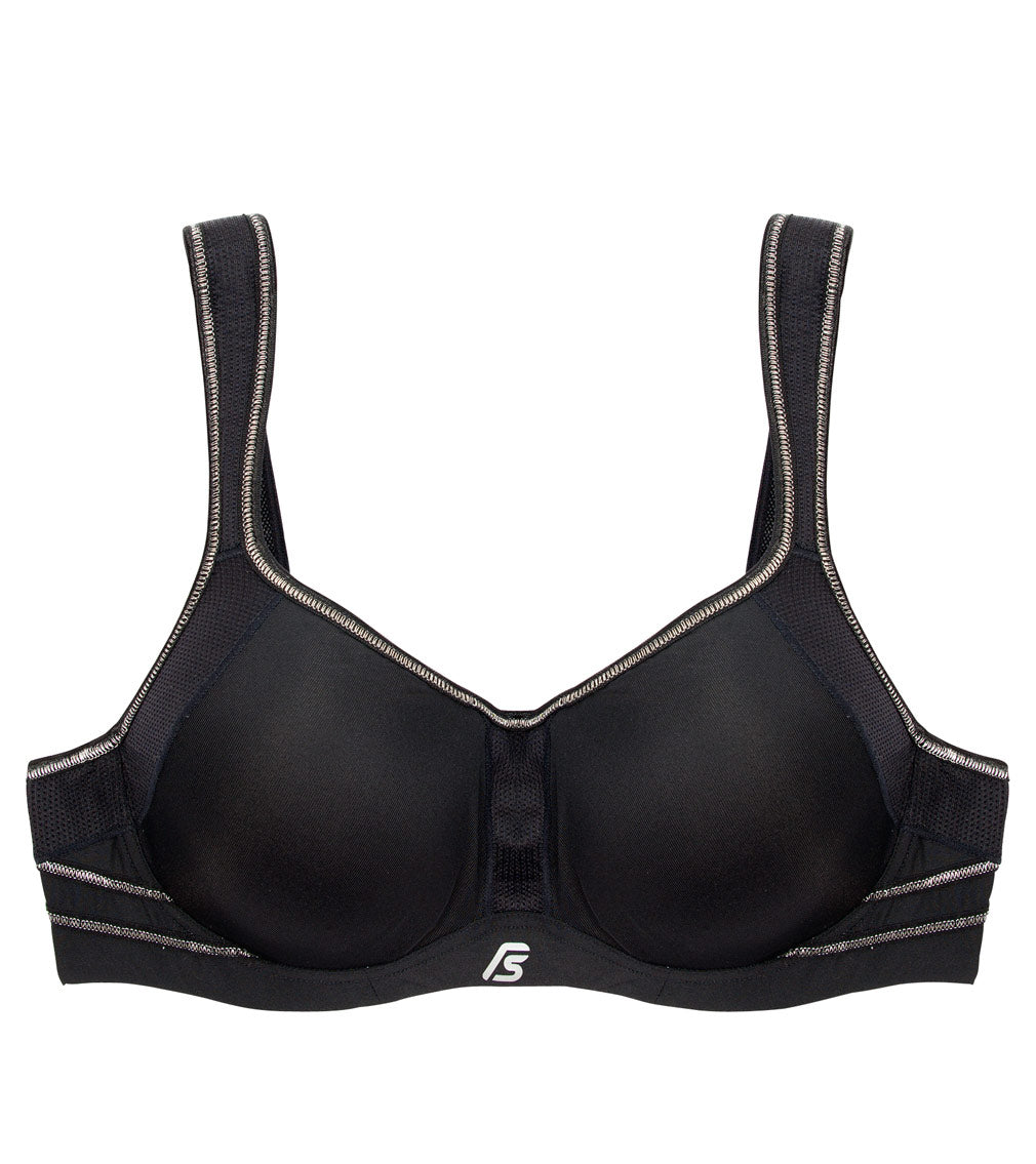 Active Contour Bra in BLACK. Flat lay front view
