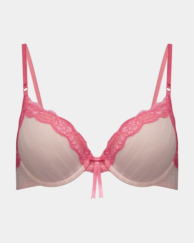 Alessandra Contour Bra in ICY PINK/PINK LEMONADE. Flat lay front view