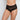 Model wears Lace Full Brief in BLACK. On body front view