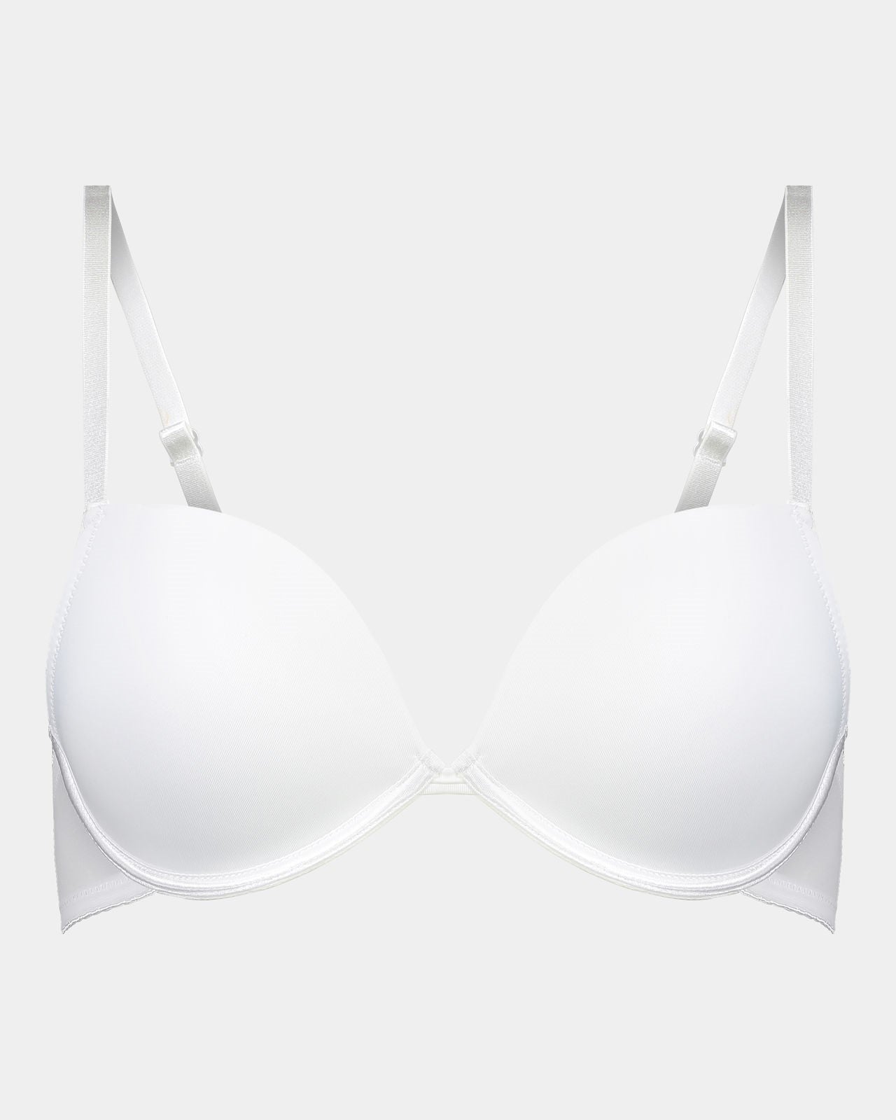 Body Basics Push Up Bra in WHITE. Flat lay front view