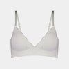 Nikki Wire Free Bra in WHITE. Flat lay front view