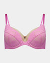 Enchantment Underwire Bra in BUBBLEGUM PINK. Flat lay front view
