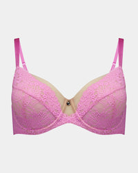 Enchantment Underwire Bra in BUBBLEGUM PINK. Flat lay front view