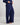 Model wears Relaxed Rib Long Pj Pant in NAVY BLAZER. On body side view
