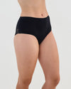 Model wears Cotton And Lace Full Brief in BLACK. On body side view