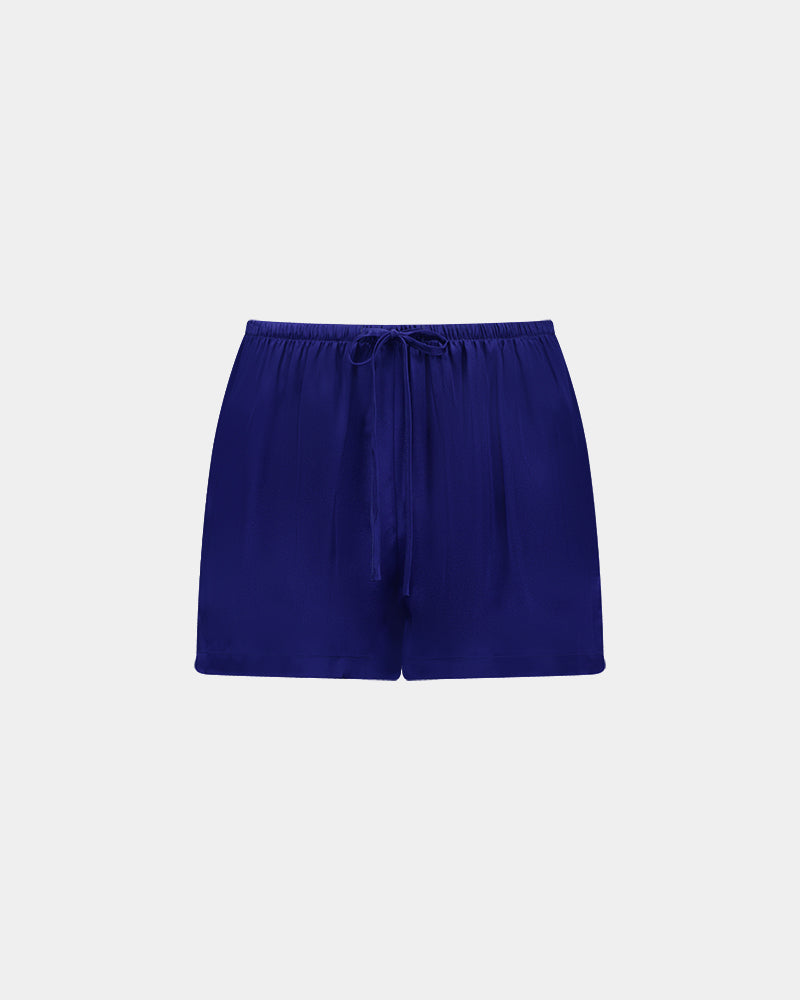 Silk Brilliance Short in INK. Flat lay front view