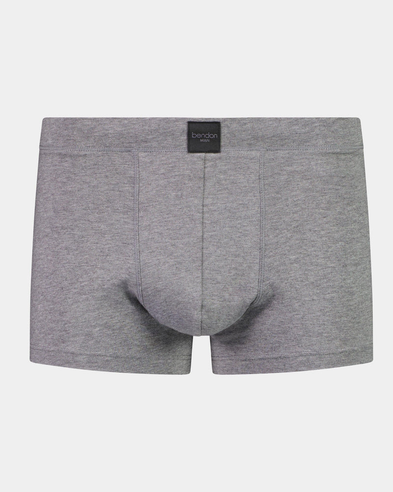 High Tech Cotton Mens Trunk in GREY MARL. Flat lay front view