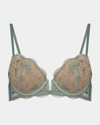 Romilly Push Up Bra in ICEBERG GREEN. Flat lay front view