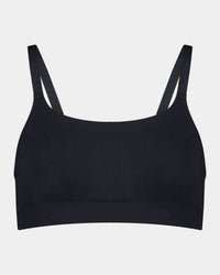 Balance Wire Free Bra in BLACK. Flat lay front view