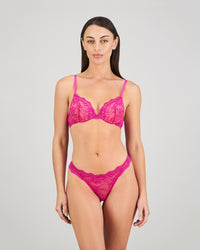 My Fit Lace Push Up Bra in FANTASY FUCHSIA. Feature shot