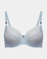 Billie Underwire Bra in OMPHALODES. Flat lay front view